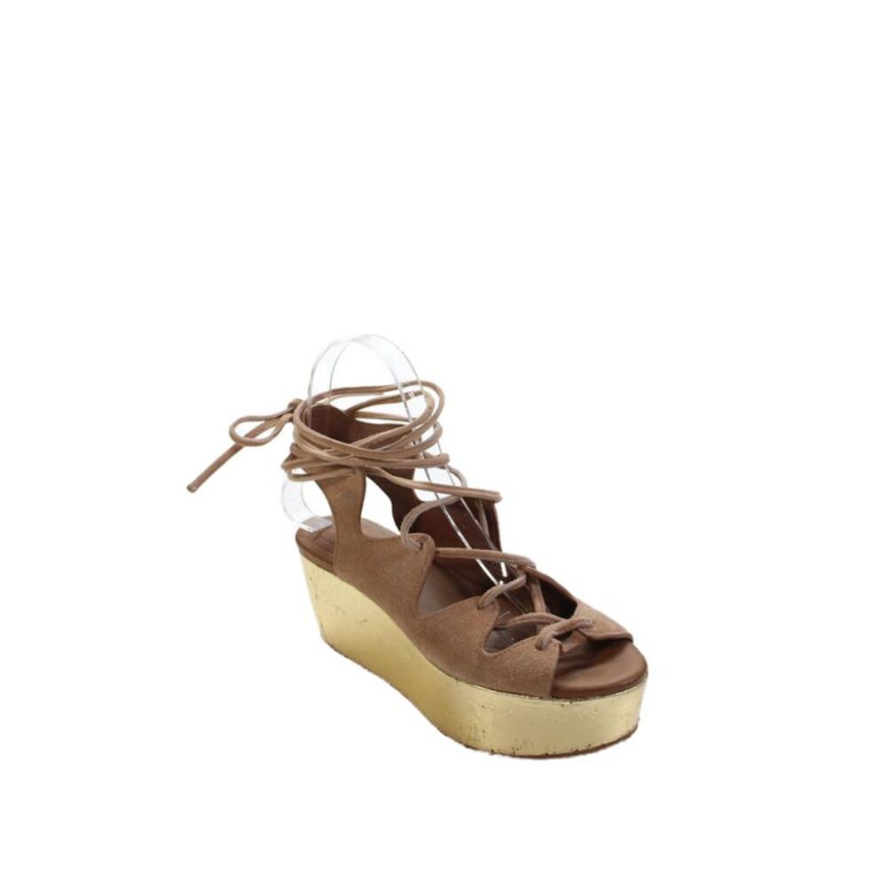 See by Chloe Womens Wedge Heel Platform Strappy Sandals Brown Suede Size 36